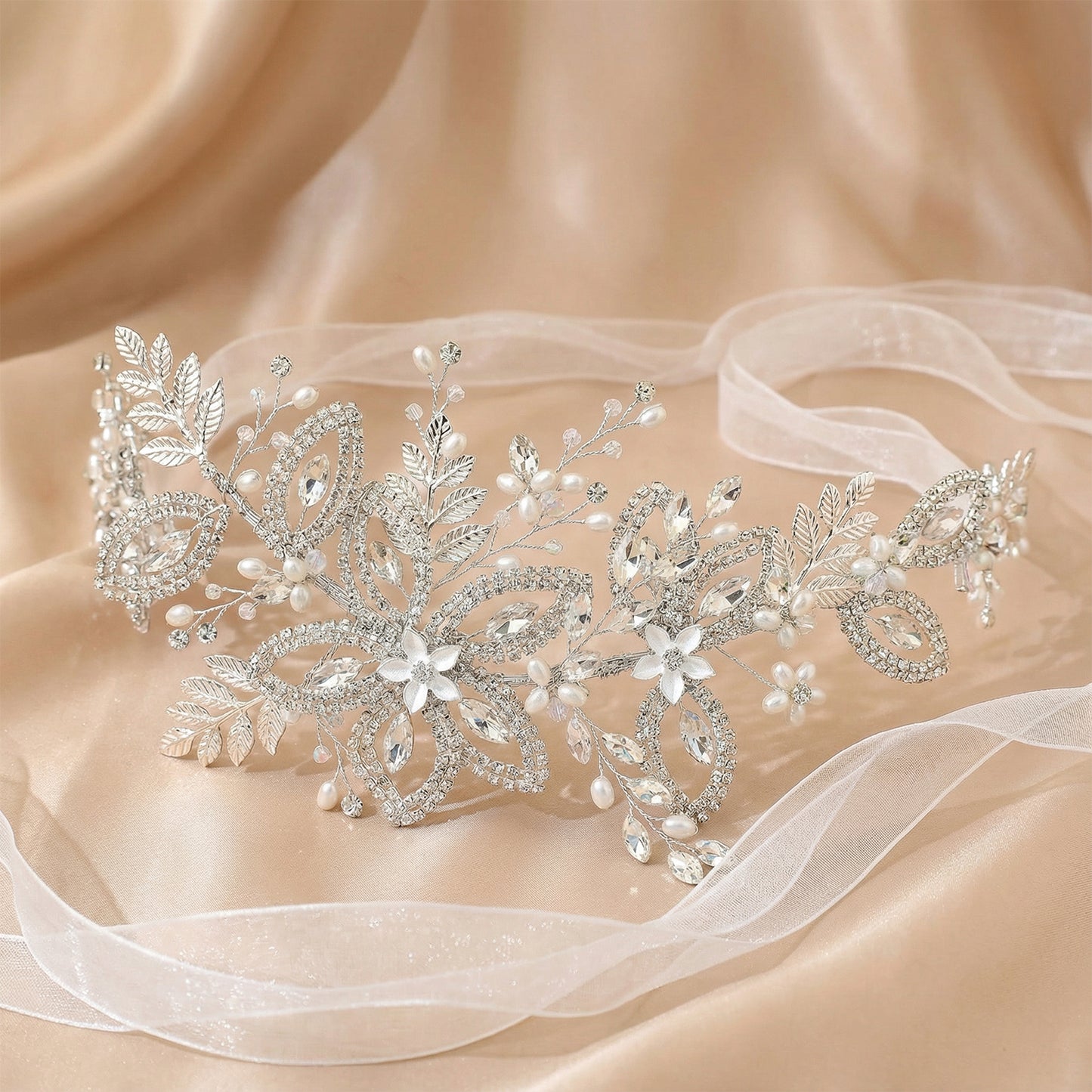 Bridella BHP305-S Silver Rhinestone Crown