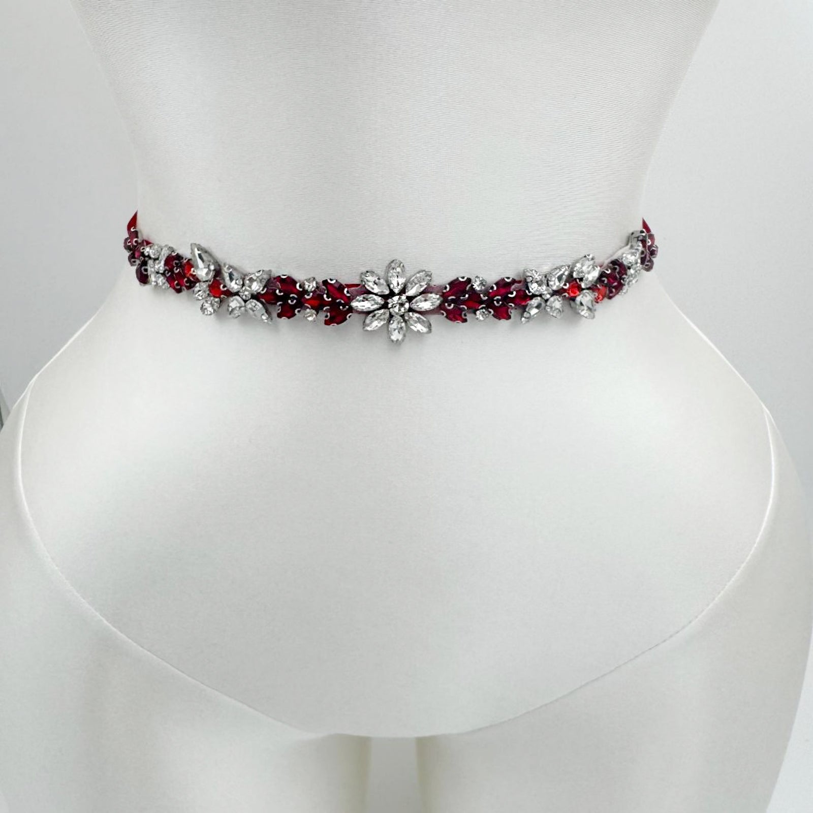 BS174R burgundy rhinestone belt