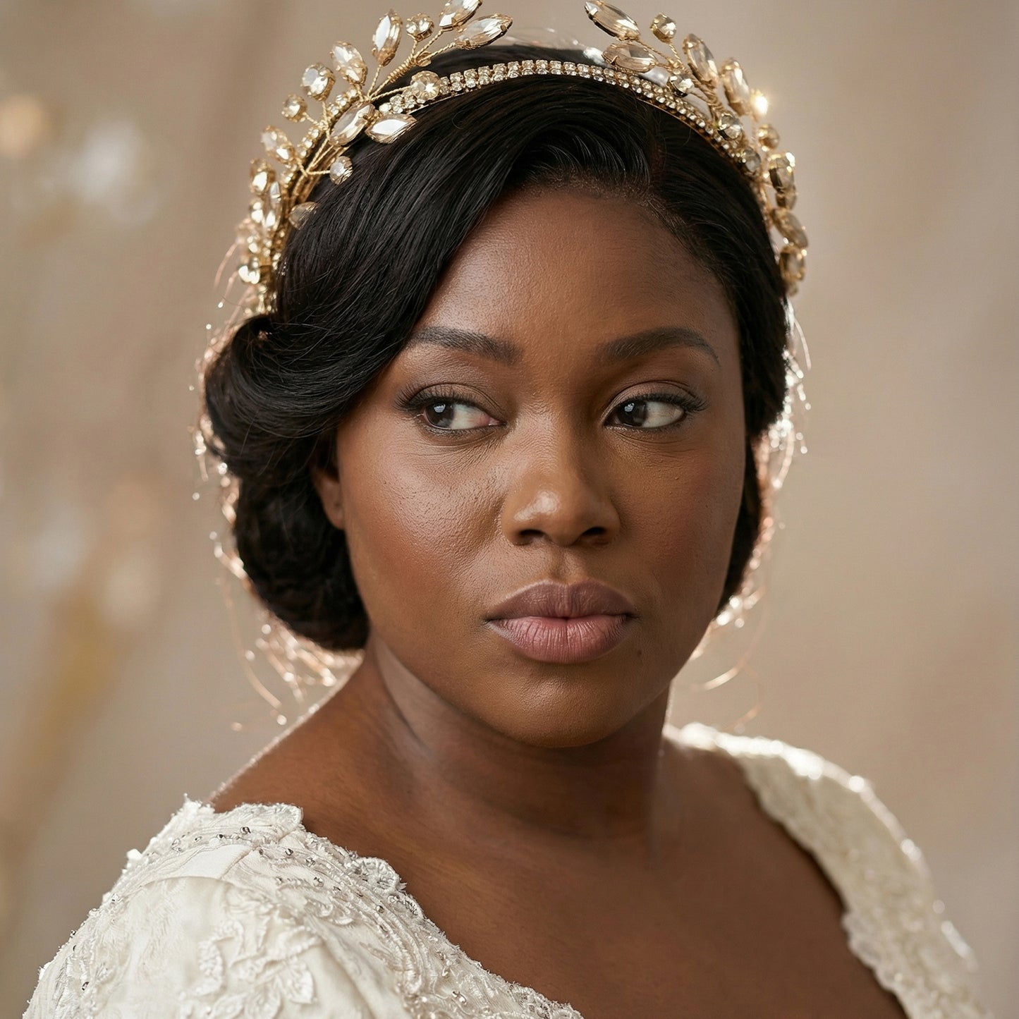 Bridella BHP531-G Gold Rhinestone Headband