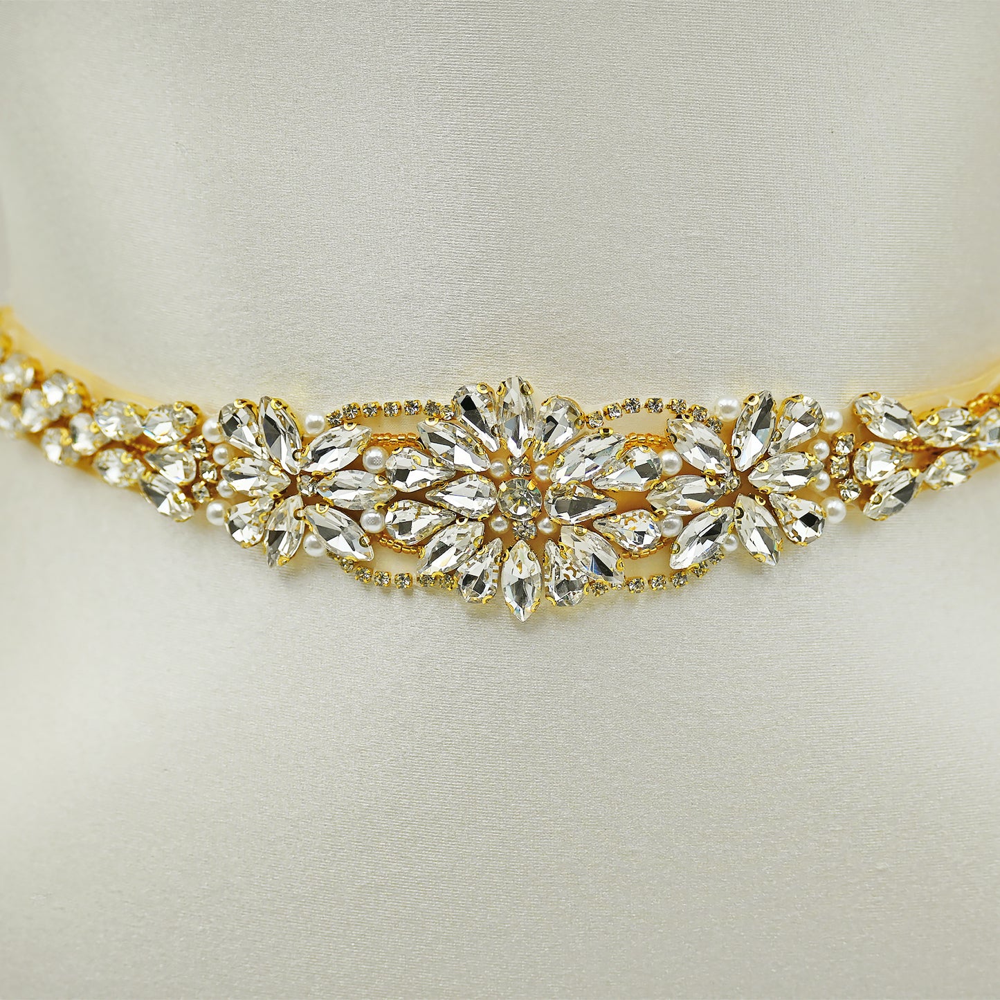 Ivory Rhinestone Bridal Sash Wedding Dress Belt – Bridella BS131-G