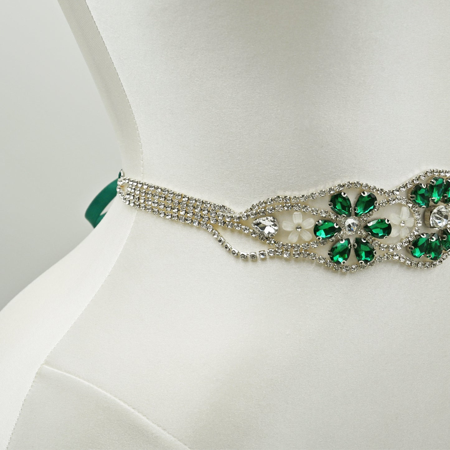 Ivory Crystal Rhinestone Wedding Dress Belt Bridal Sash BS240KL Bridella