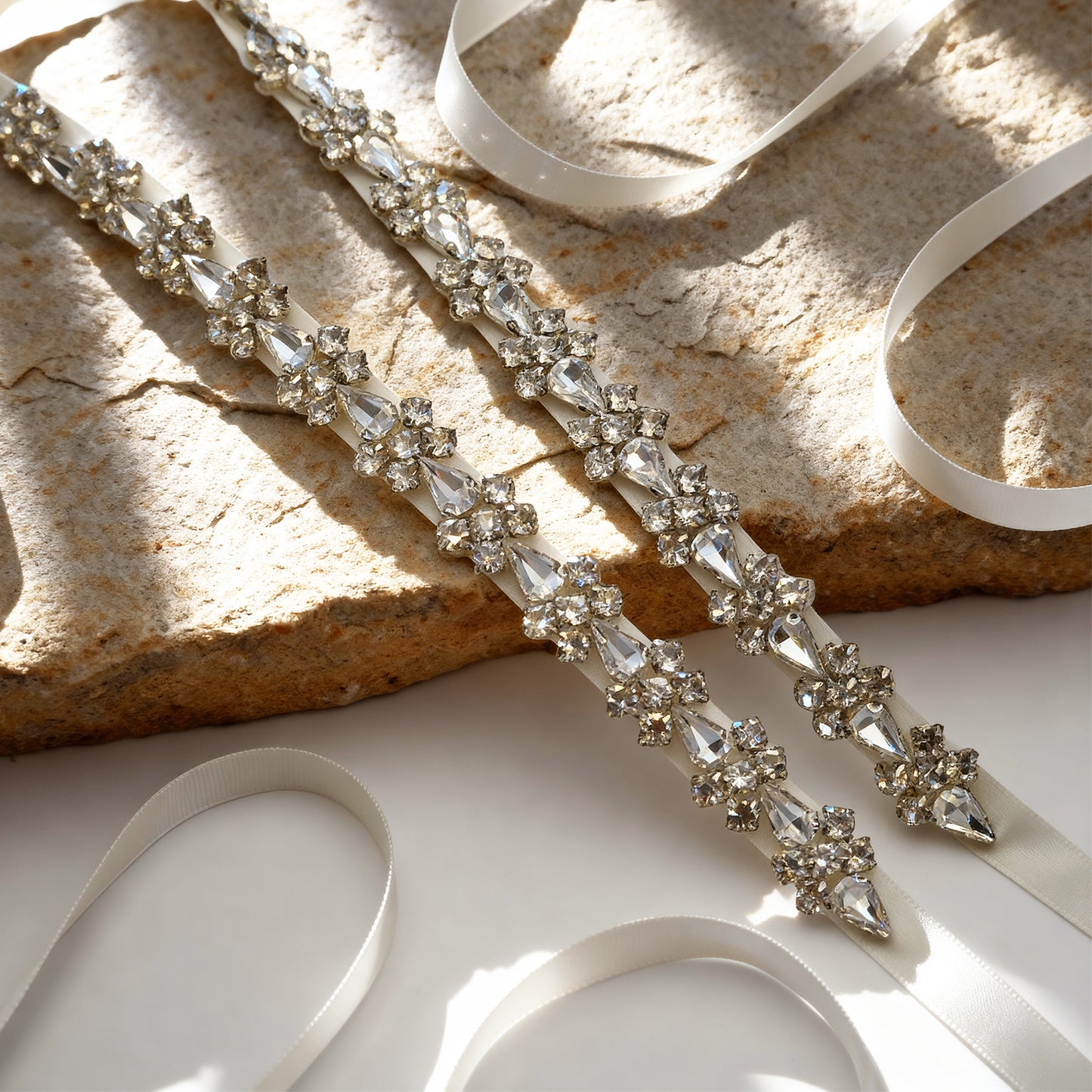 Silver Rhinestone Bridal Sash Wedding Dress Belt – Bridella BS129