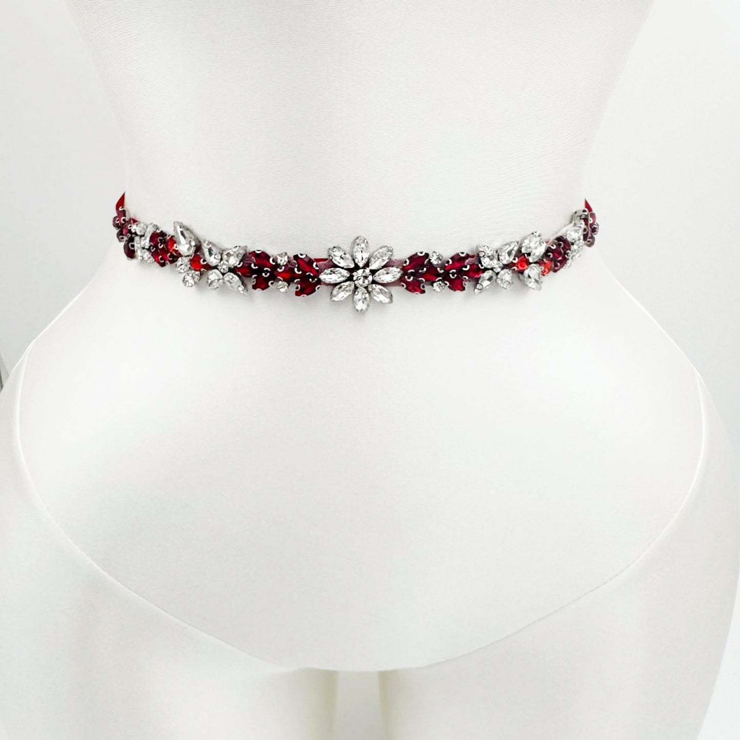 Burgundy Rhinestone Belt - Bridella BS174R