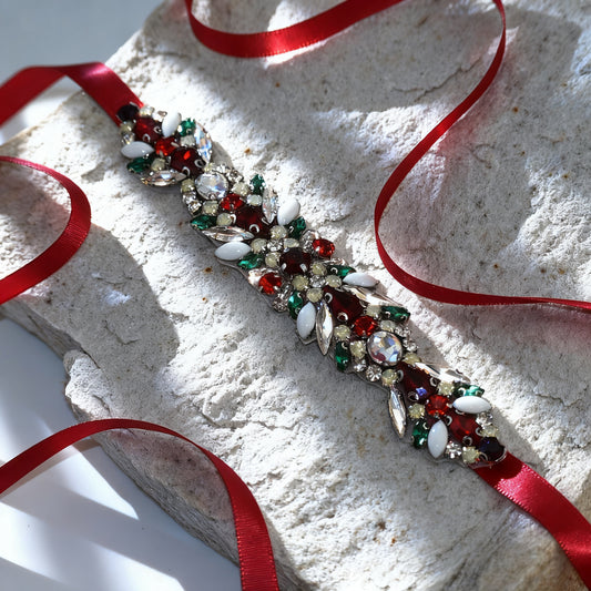 Bridella BS477 Red Satin & Crystal Belt