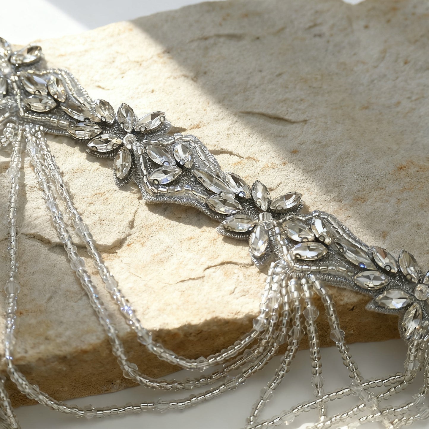 Bridella BS08 Off White Rhinestone Belt