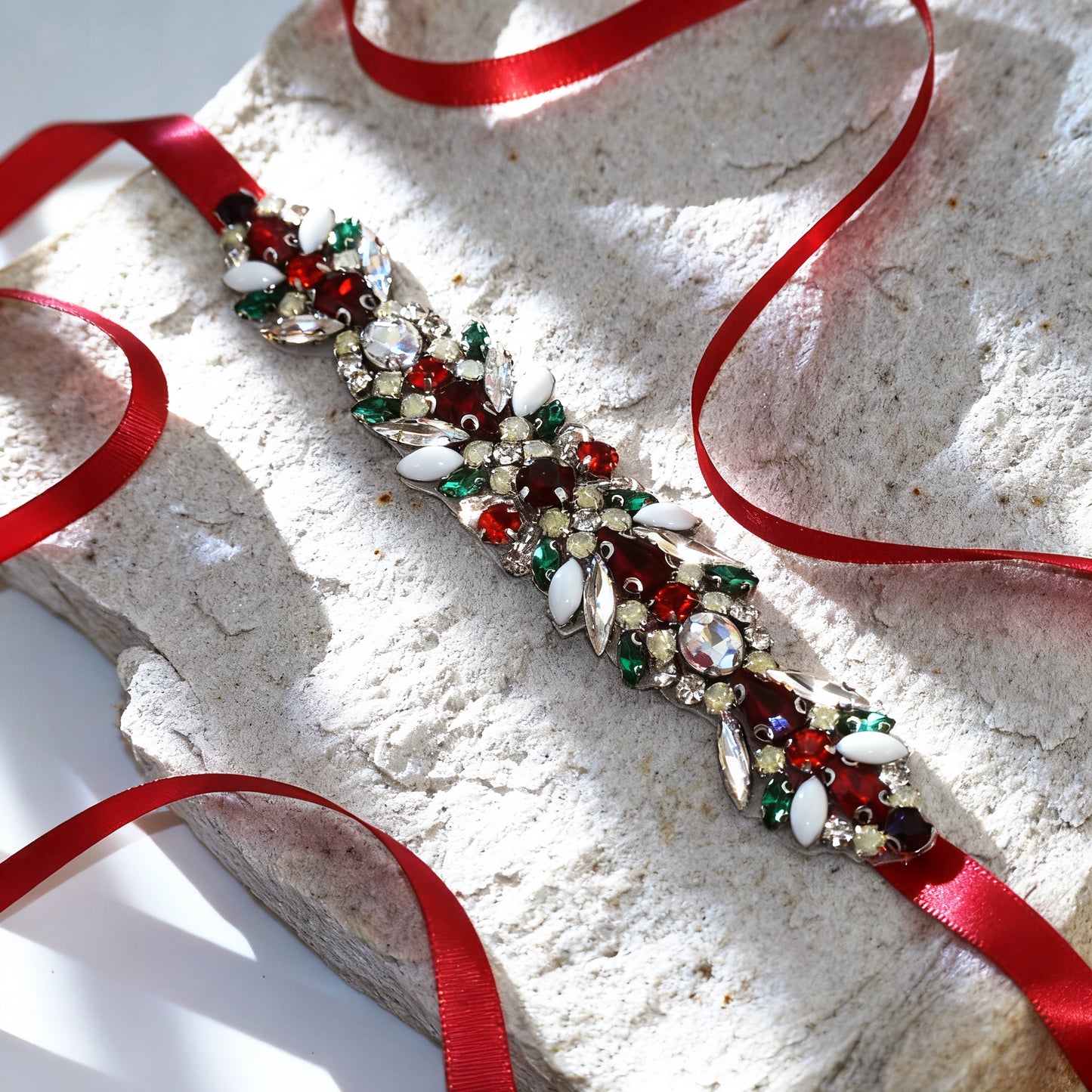 Red Satin Crystal Bridal Belt Wedding Sash – Bridella BS477-R