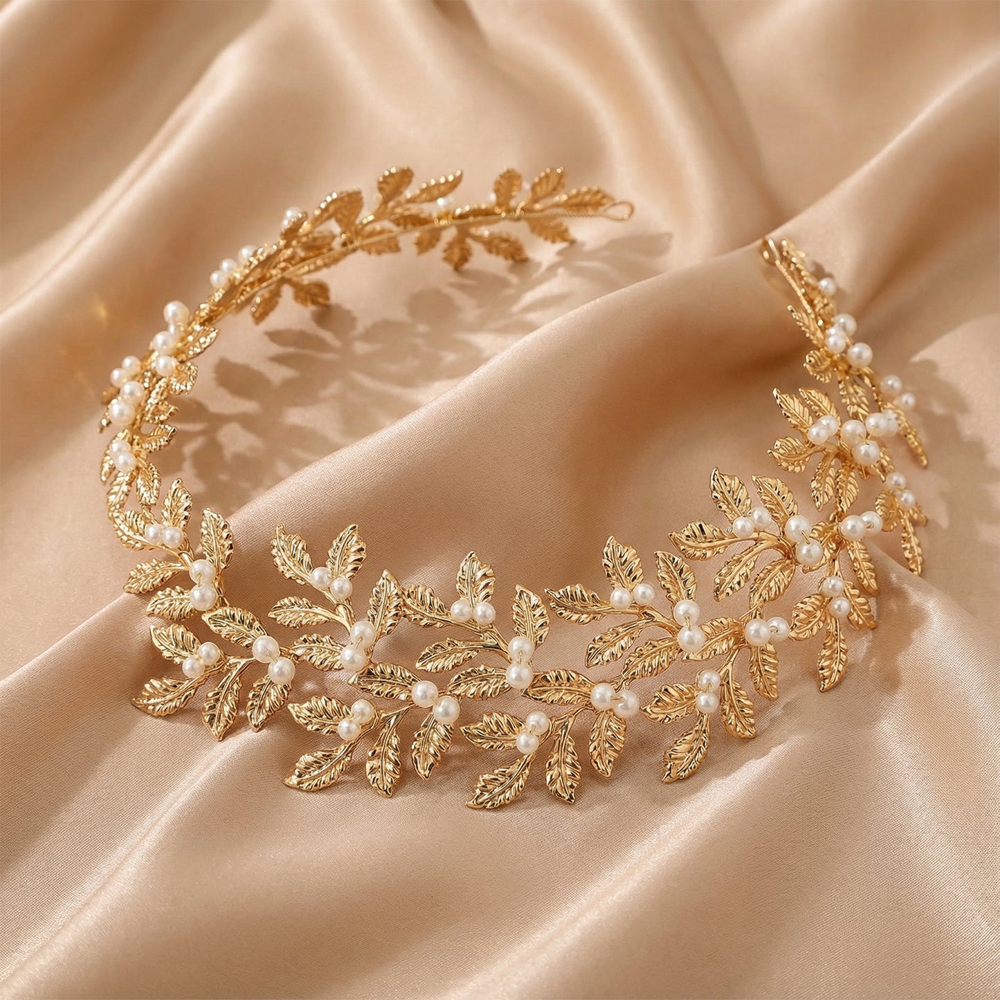 Bridella BHP353 Gold Pearl & Alloy Headband
