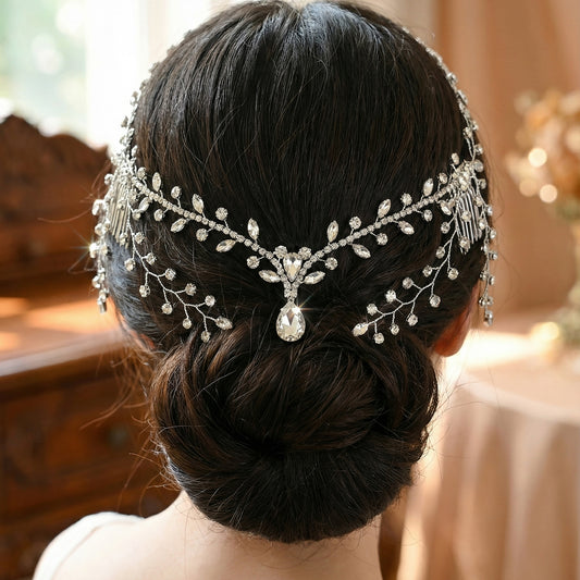 Bridella BHP466-S Silver Rhinestone & Pearl Tiara