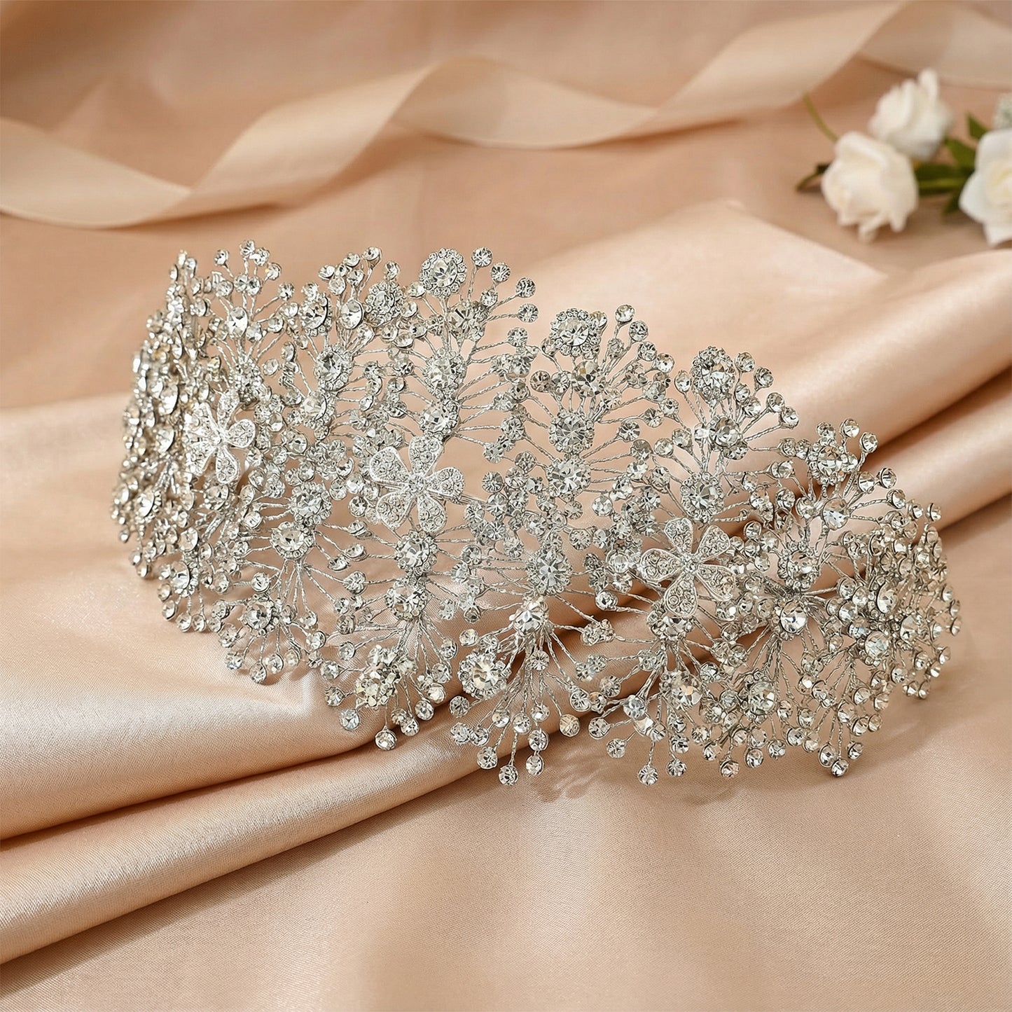 Bridella BHP240-S Silver Rhinestone Headband