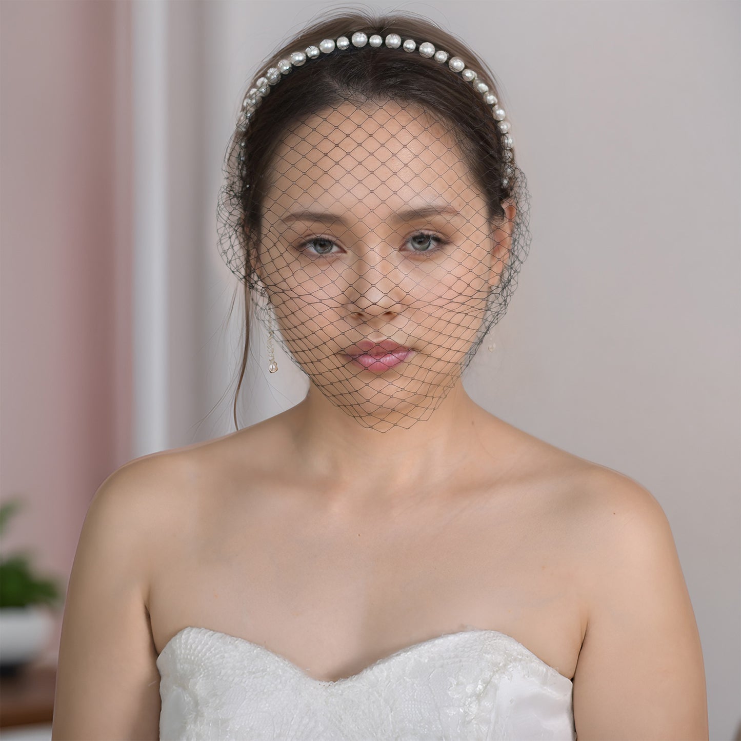 Black Birdcage Veil Bridal Blusher Face Veil Vintage Wedding Hair Accessory - Bridella BVA11-B