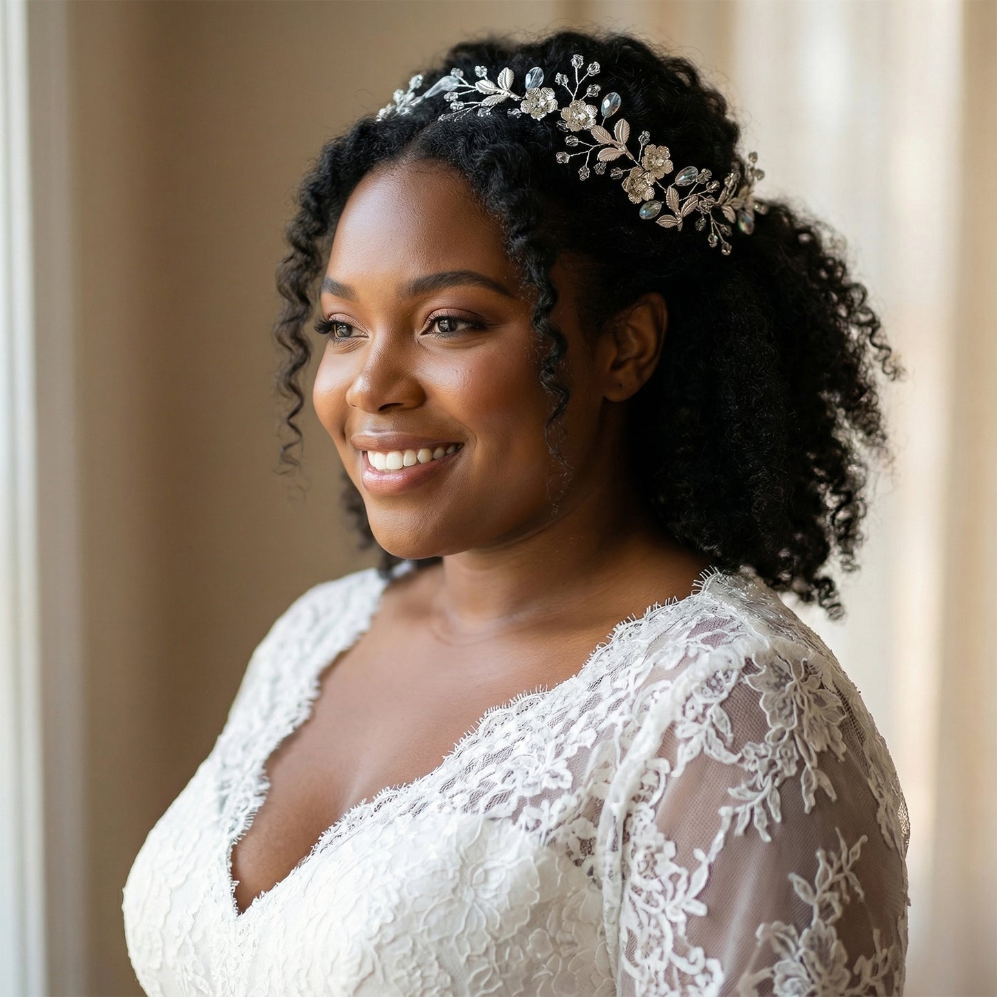 Bridella BHP350-S Silver Rhinestone Headband