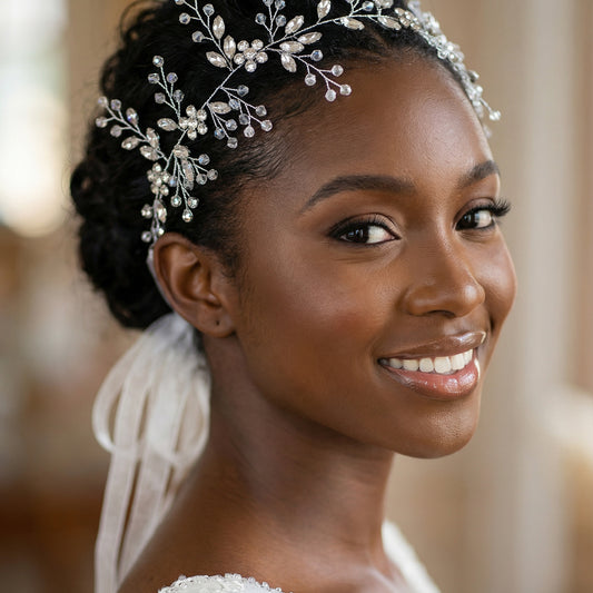 Bridella BHP65-S Silver Rhinestone & Crystal Headband