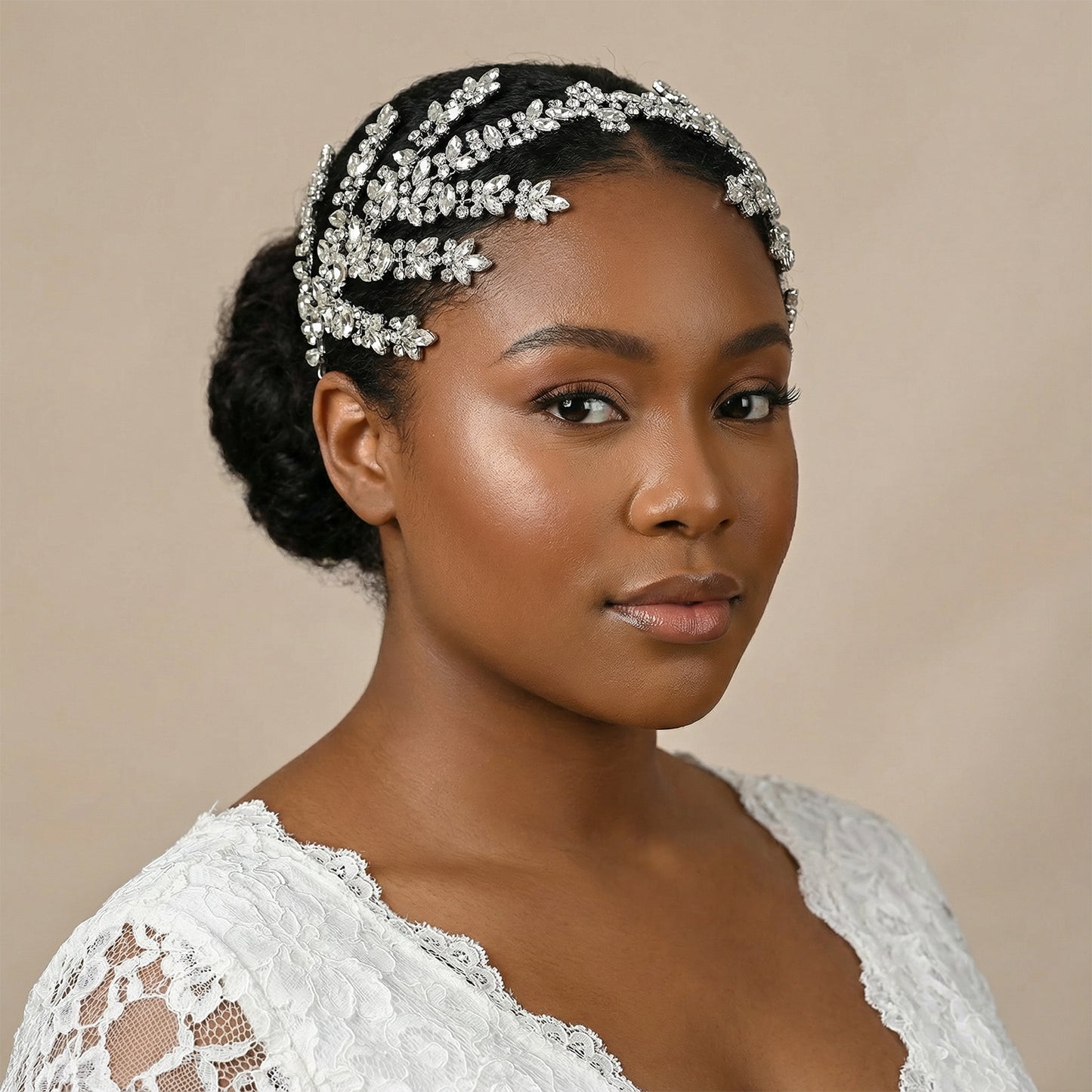 Bridella BHP425-S Silver Rhinestone Crown