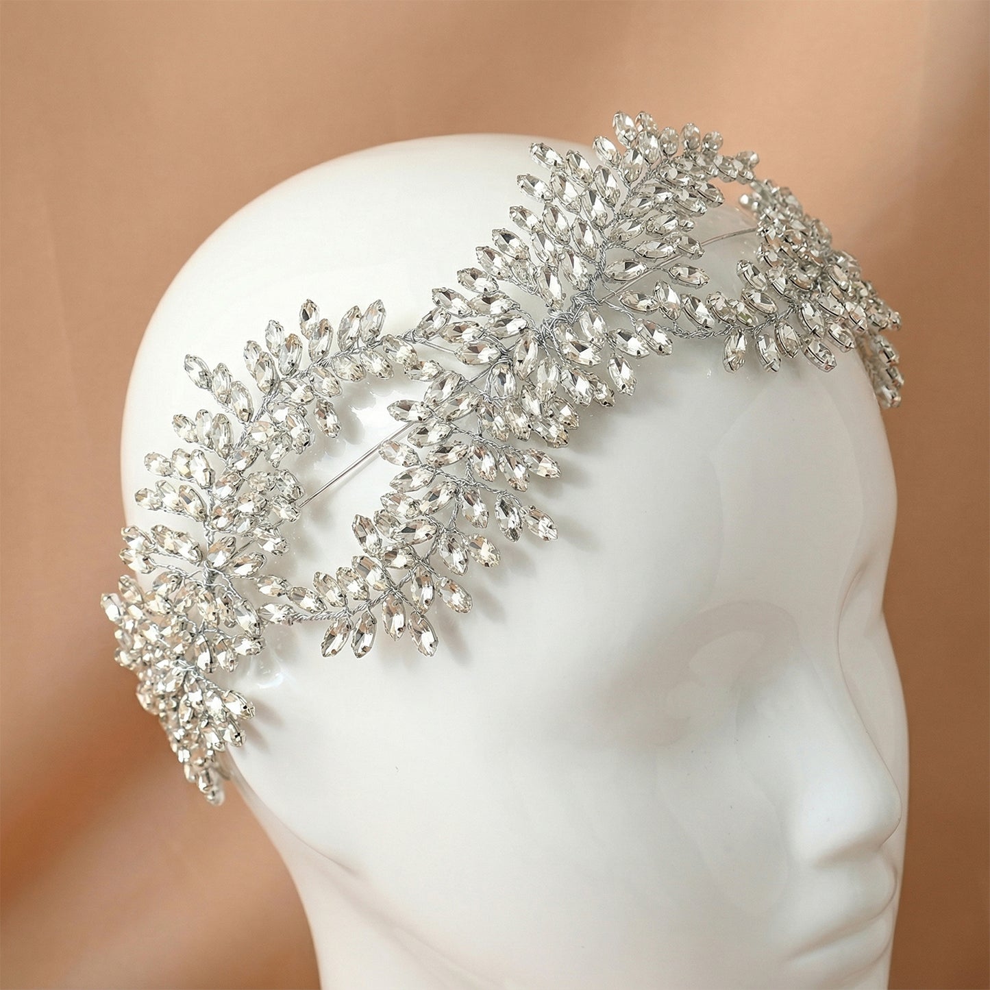 Bridella BHP444-S Silver Rhinestone & Pearl Crown