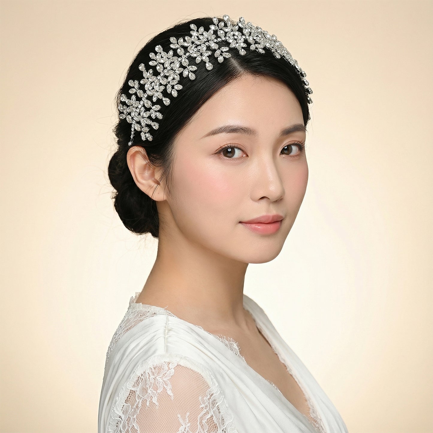 Bridella BHP404-S Silver Rhinestone Crown