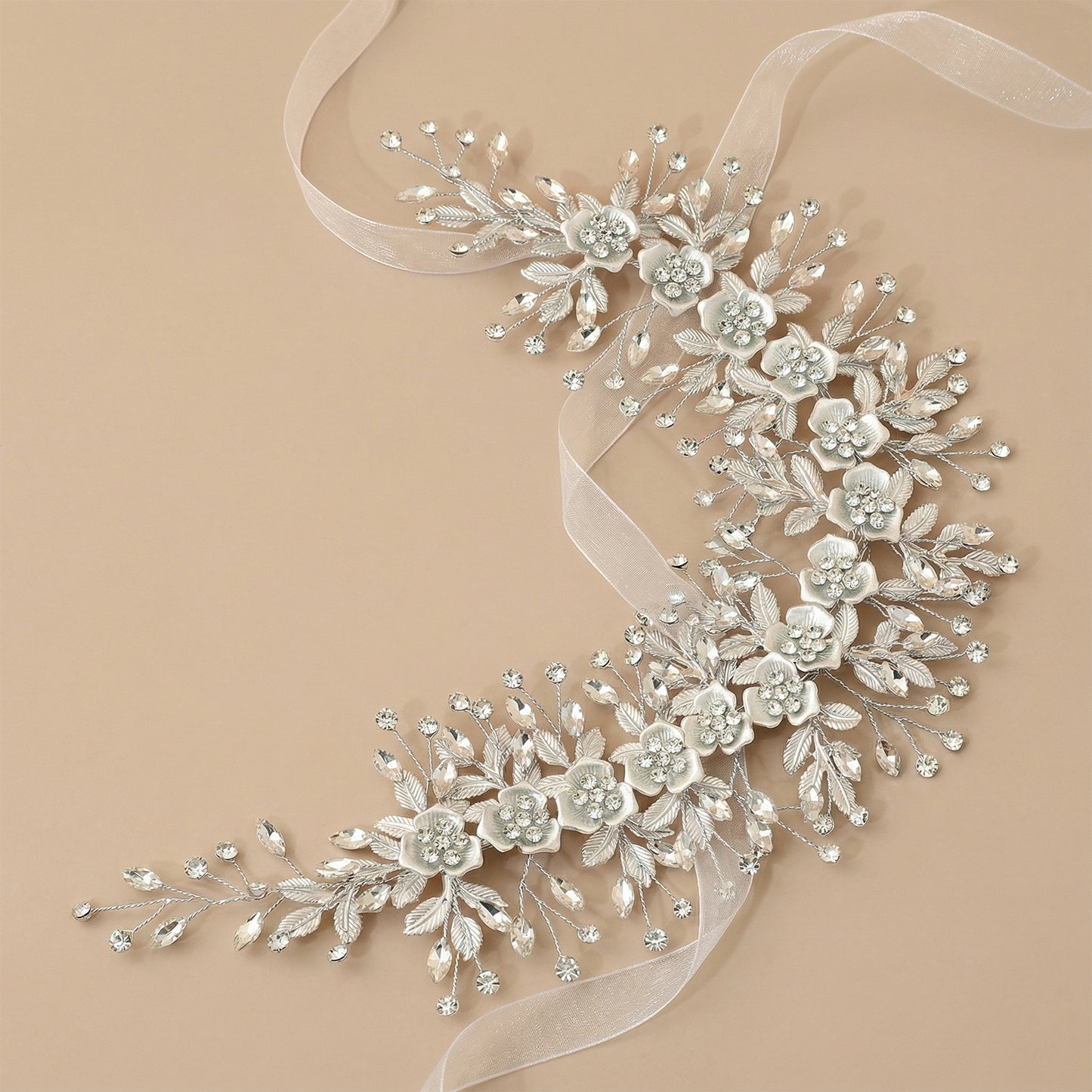 Bridella BHP349-S Silver Rhinestone Headband