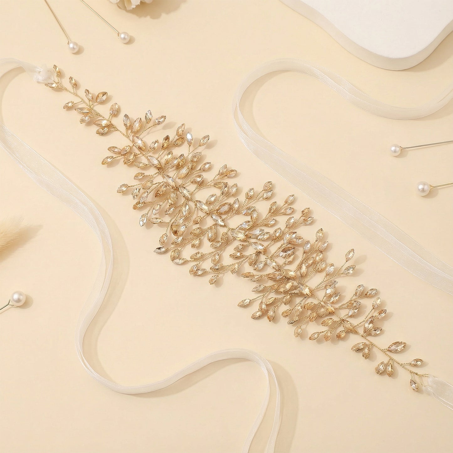 Bridella BHP237-Champagne Champagne Rhinestone Headband