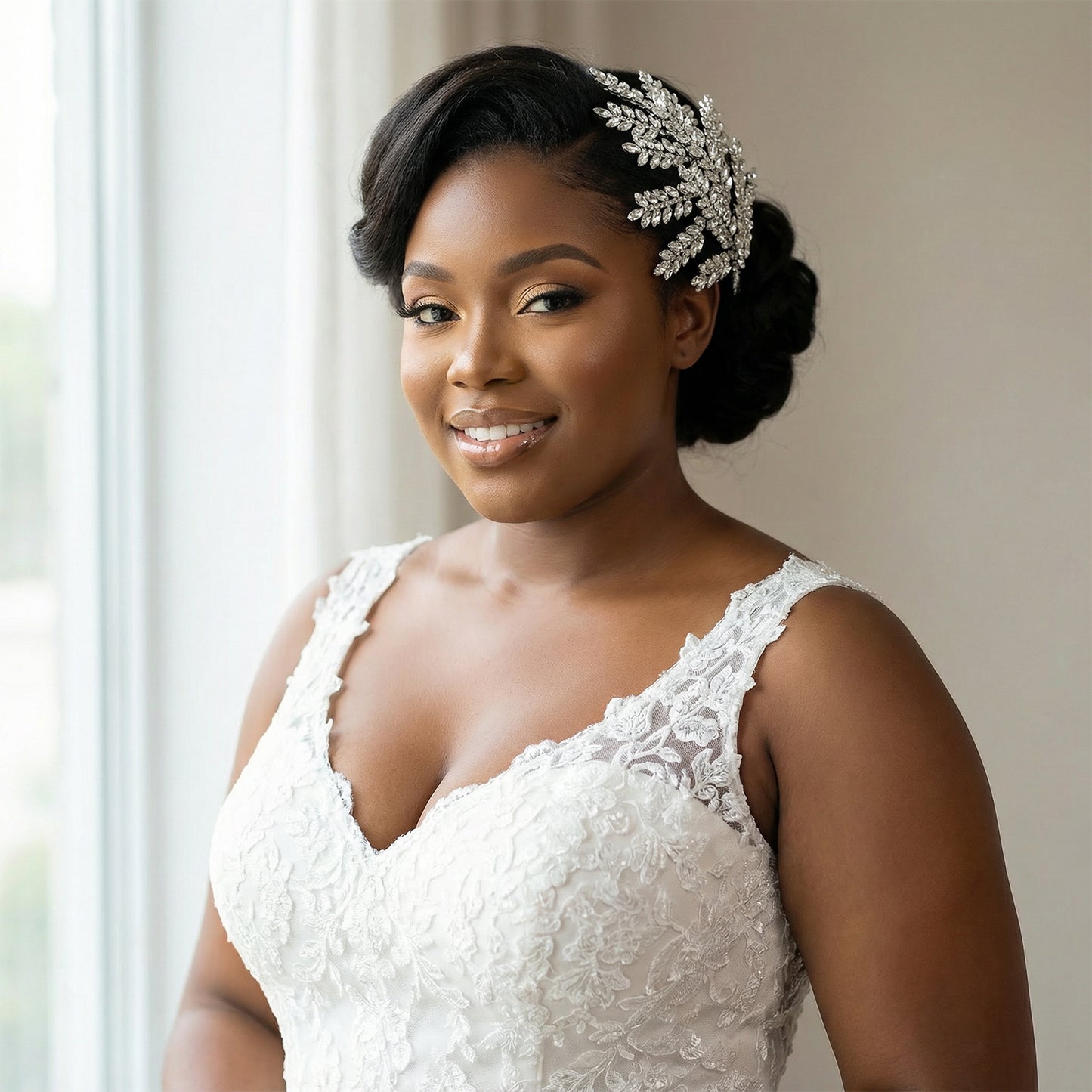 Bridella BHP418-S Silver Rhinestone Crown