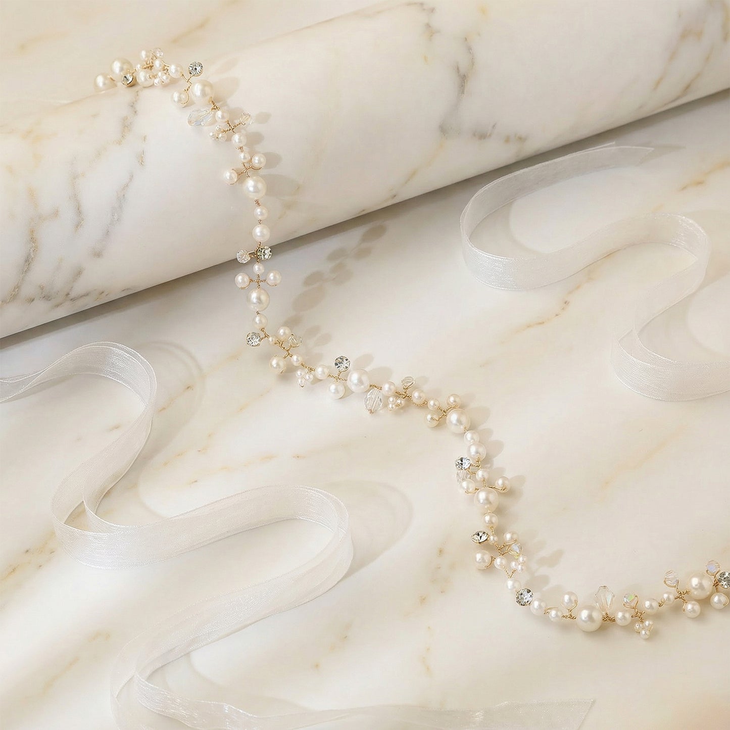 Bridella BHP03-G Gold Pearl Tiara