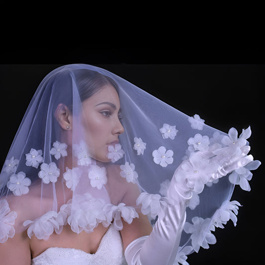 Ivory Mesh Bridal Veil One Layer for Wedding - Bridella V230-I