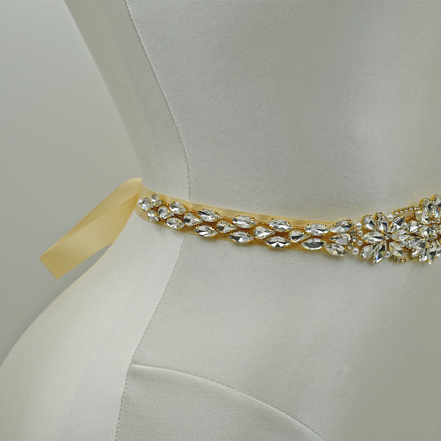 Bridella BS131G Ivory Rhinestone Belt