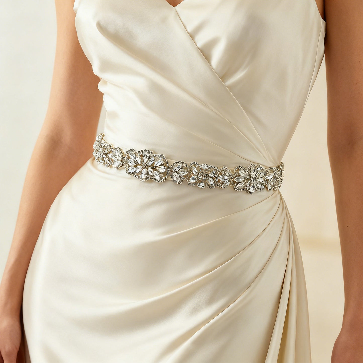Bridella BS75 Off White Rhinestone Belt