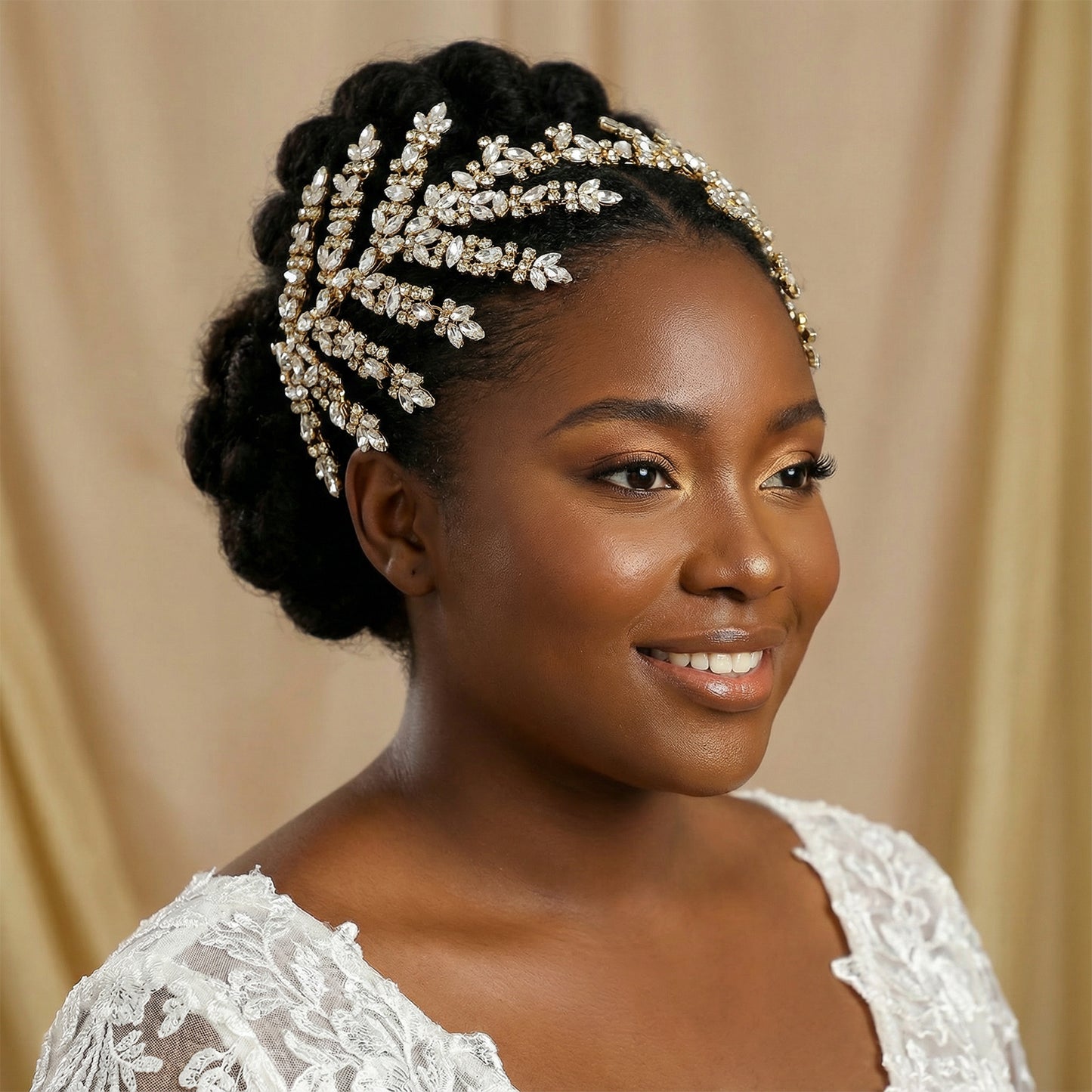 Bridella BHP425-G Gold Rhinestone Crown