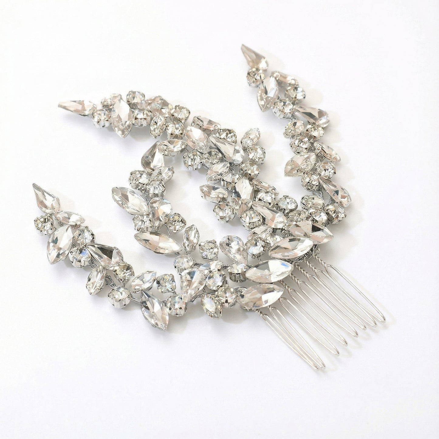Bridella BHP489-S Silver Rhinestone Hair Comb