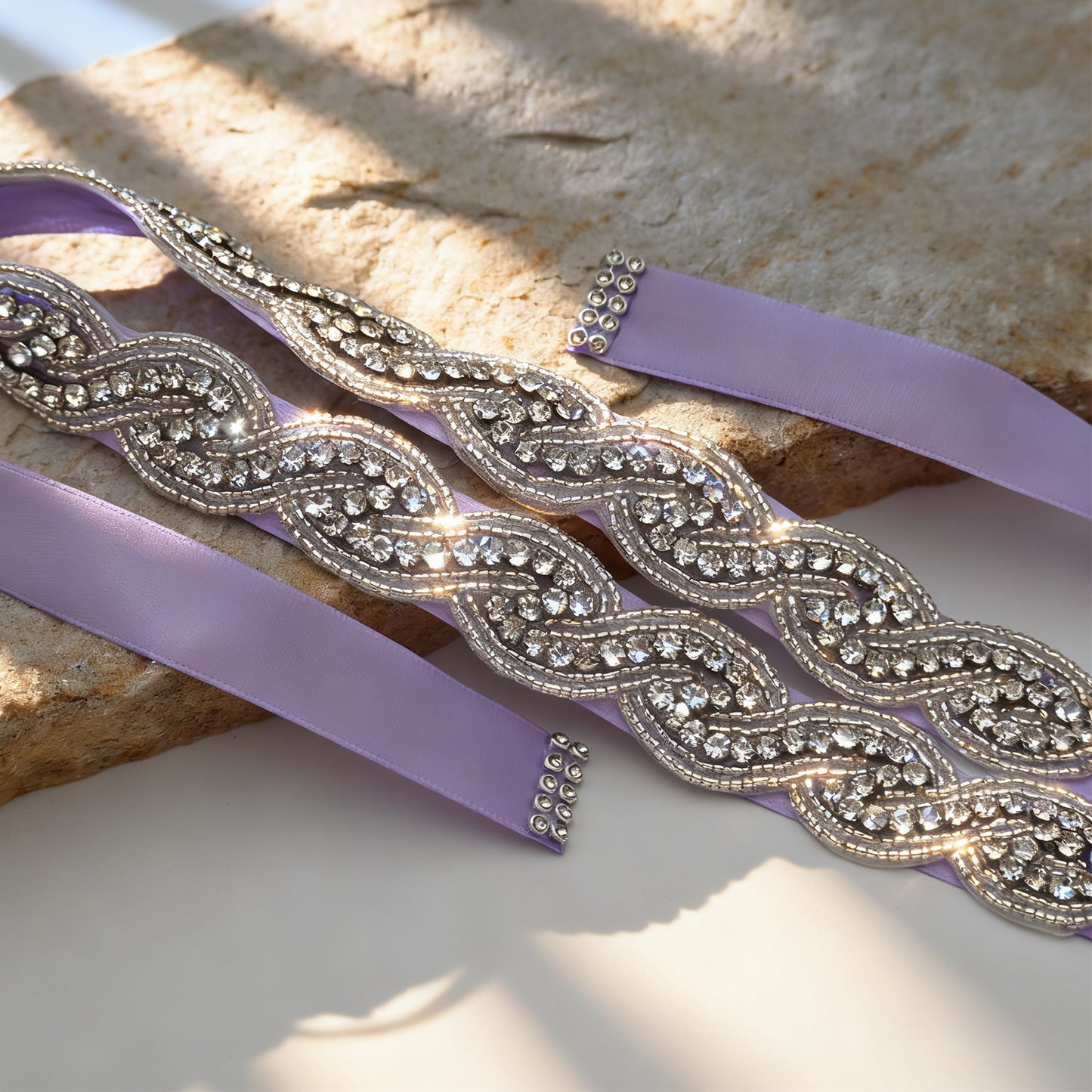 Bridella BS62 Purple Rhinestone Belt