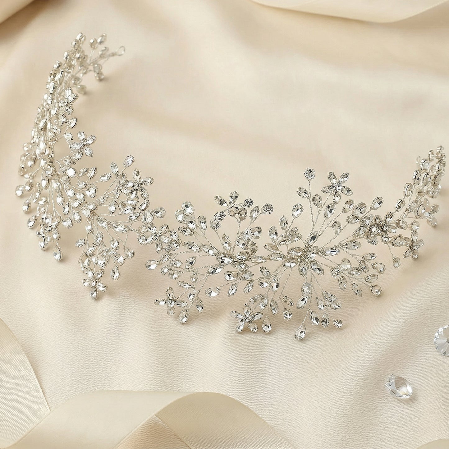 Bridella BHP414-S Silver Rhinestone Tiara
