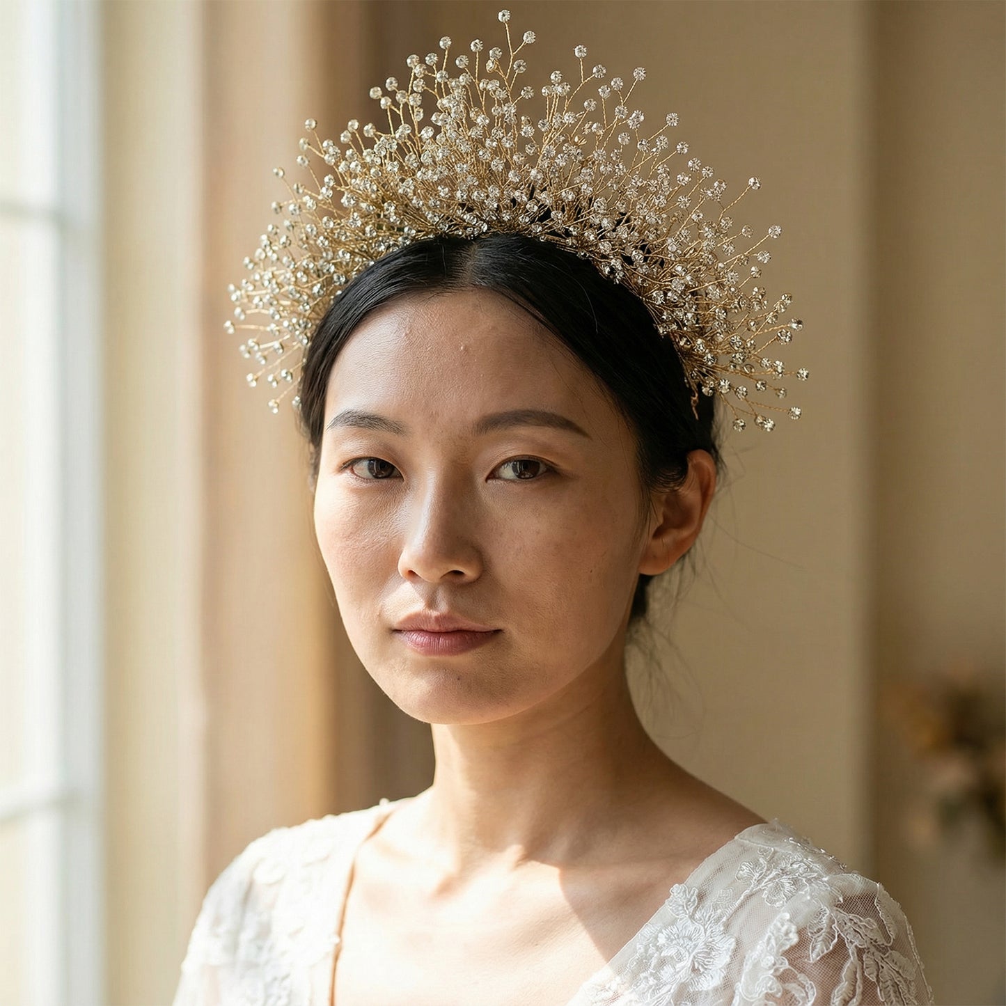 Bridella BHP193-G Gold Rhinestone Crown