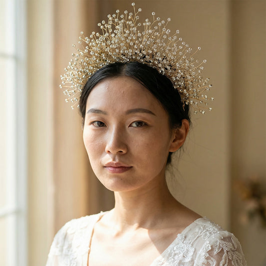 Bridella BHP193-G Gold Rhinestone Crown