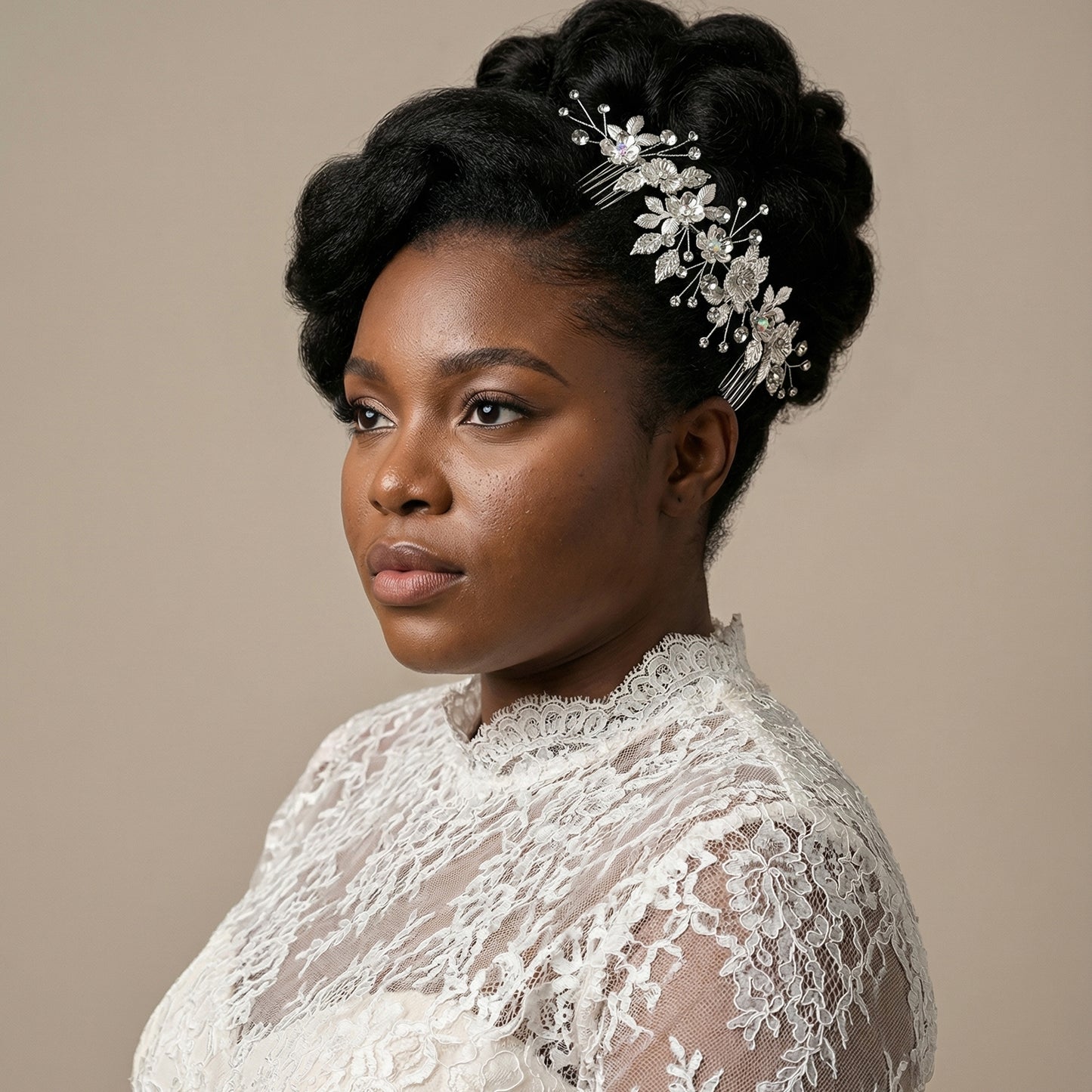 Bridella BHP523-S Silver Rhinestone & Pearl Tiara