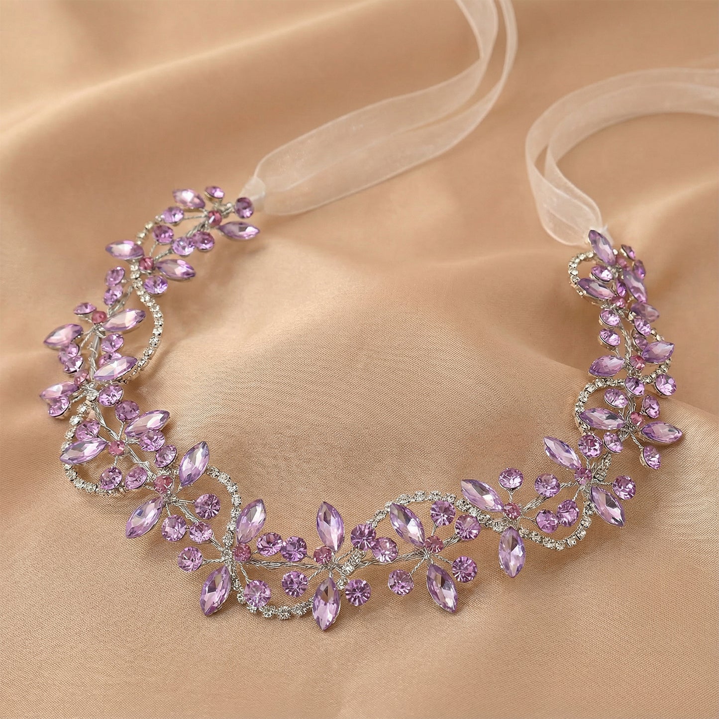 Bridella BHP266-Violet Ivory Rhinestone Headband