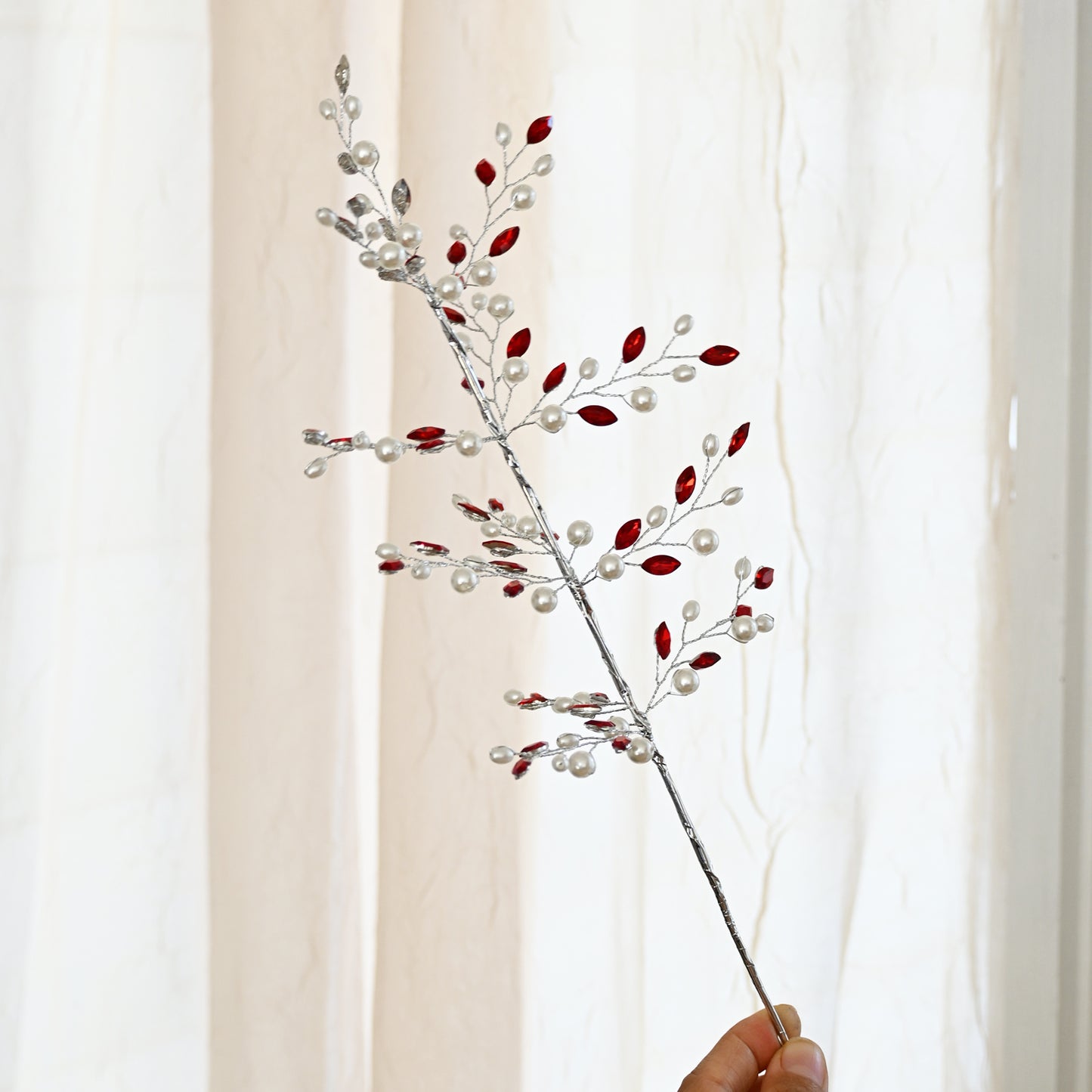 Handmade Rhinestone & Pearl Leaf Branch Picks K177