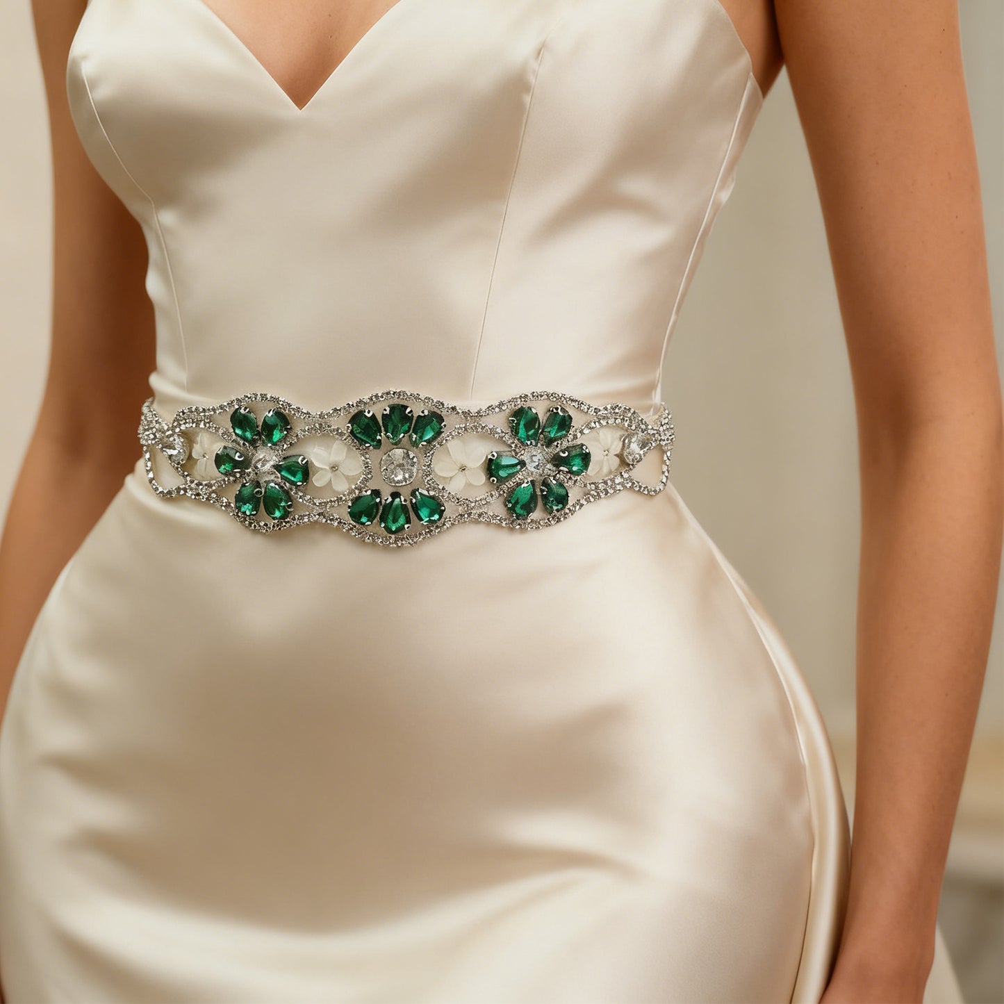 Bridella BS240KL Ivory Rhinestone Belt