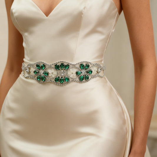 Bridella BS240KL Ivory Rhinestone Belt