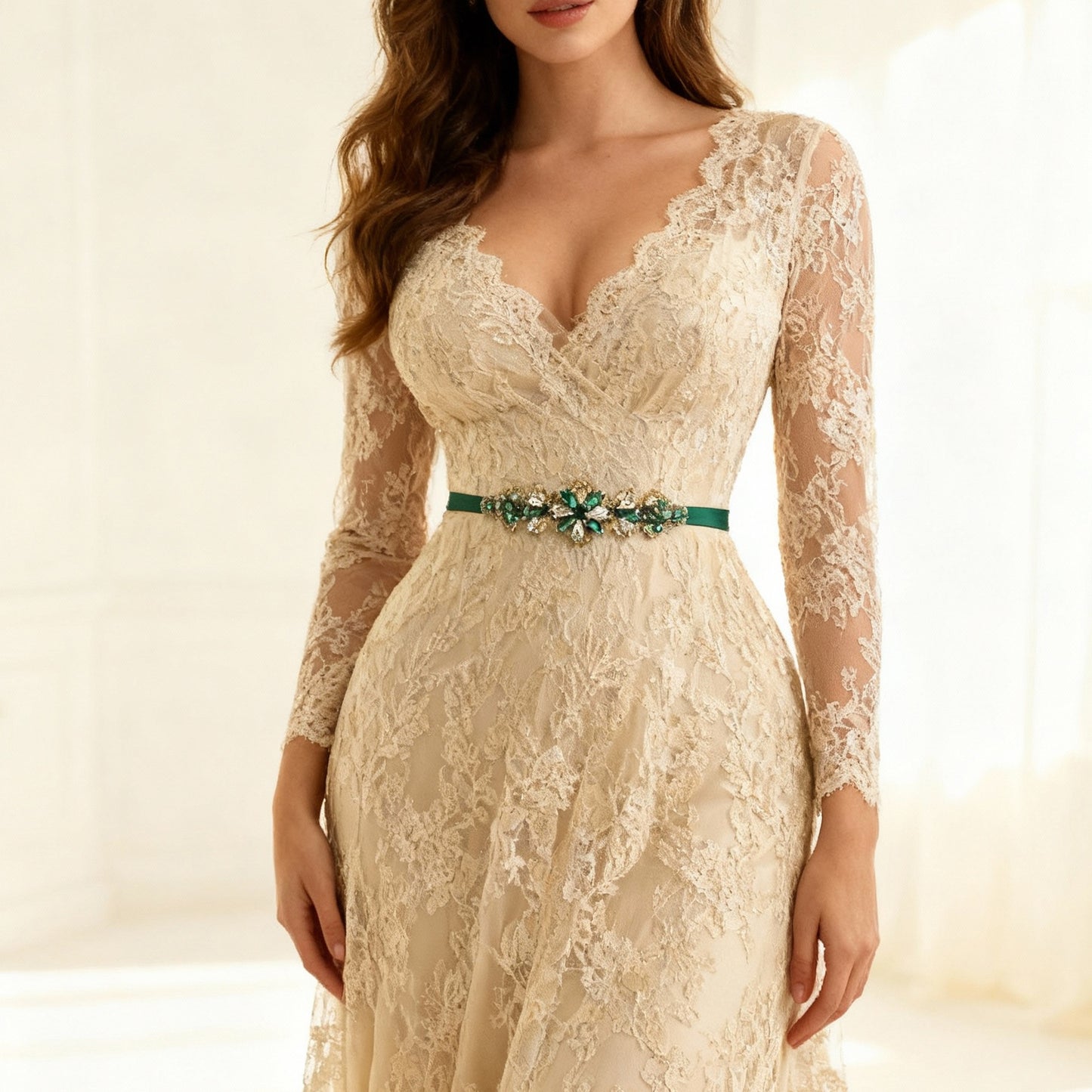 Bridella BS137GKL Green Rhinestone Belt