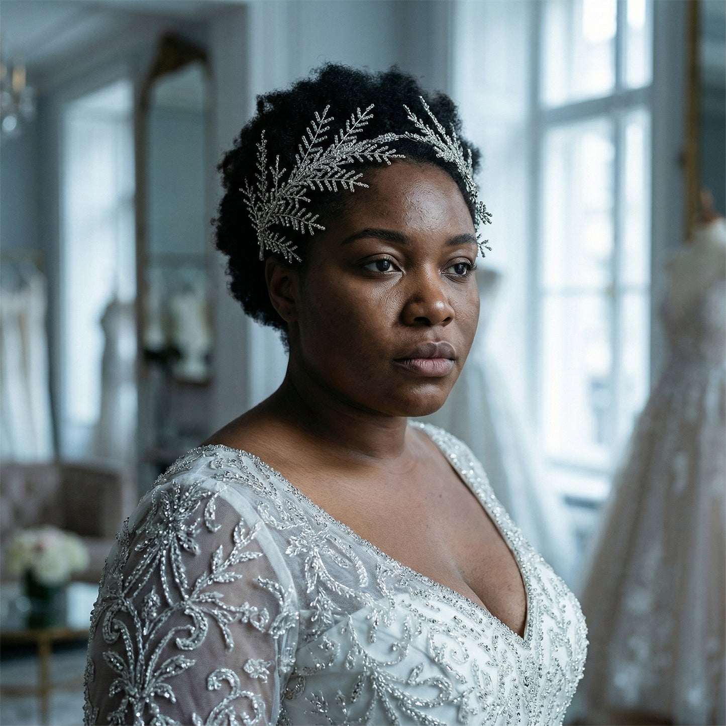 Bridella BHP493-S Silver Rhinestone Crown