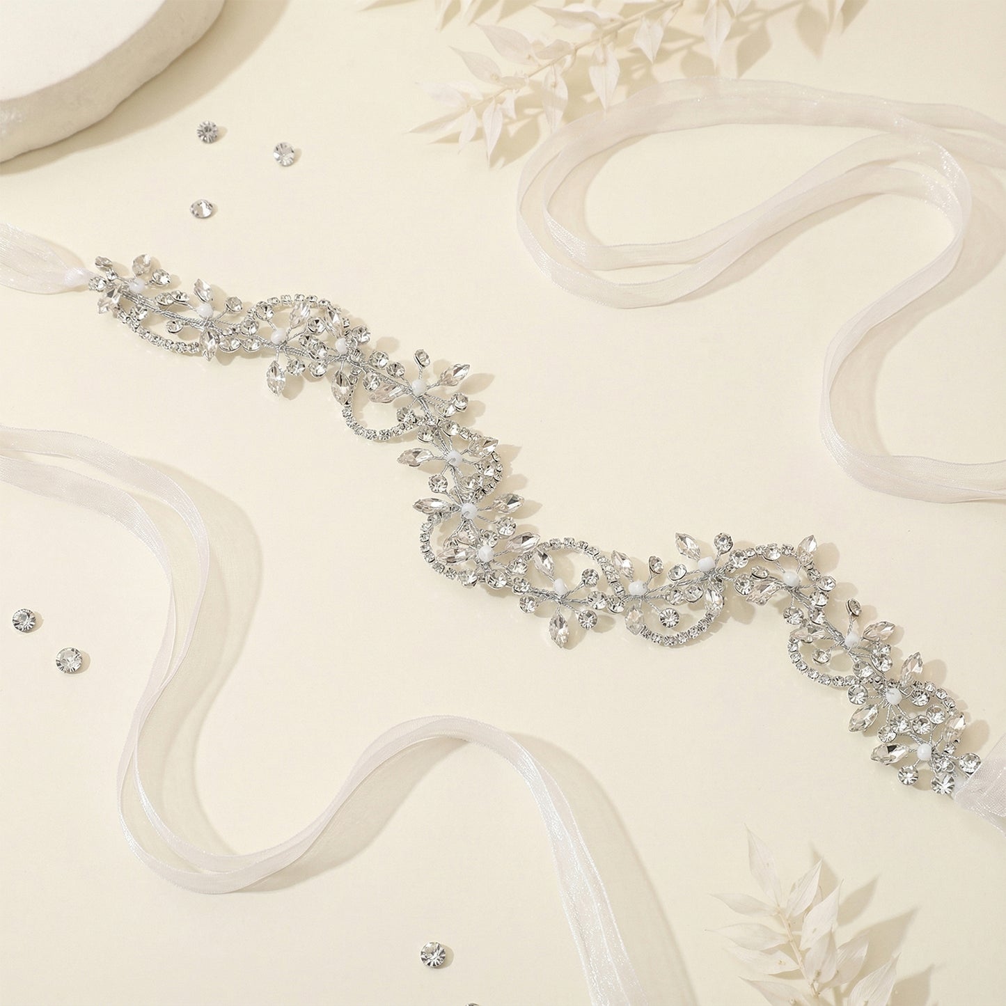 Bridella BHP266-S Silver Rhinestone Headband