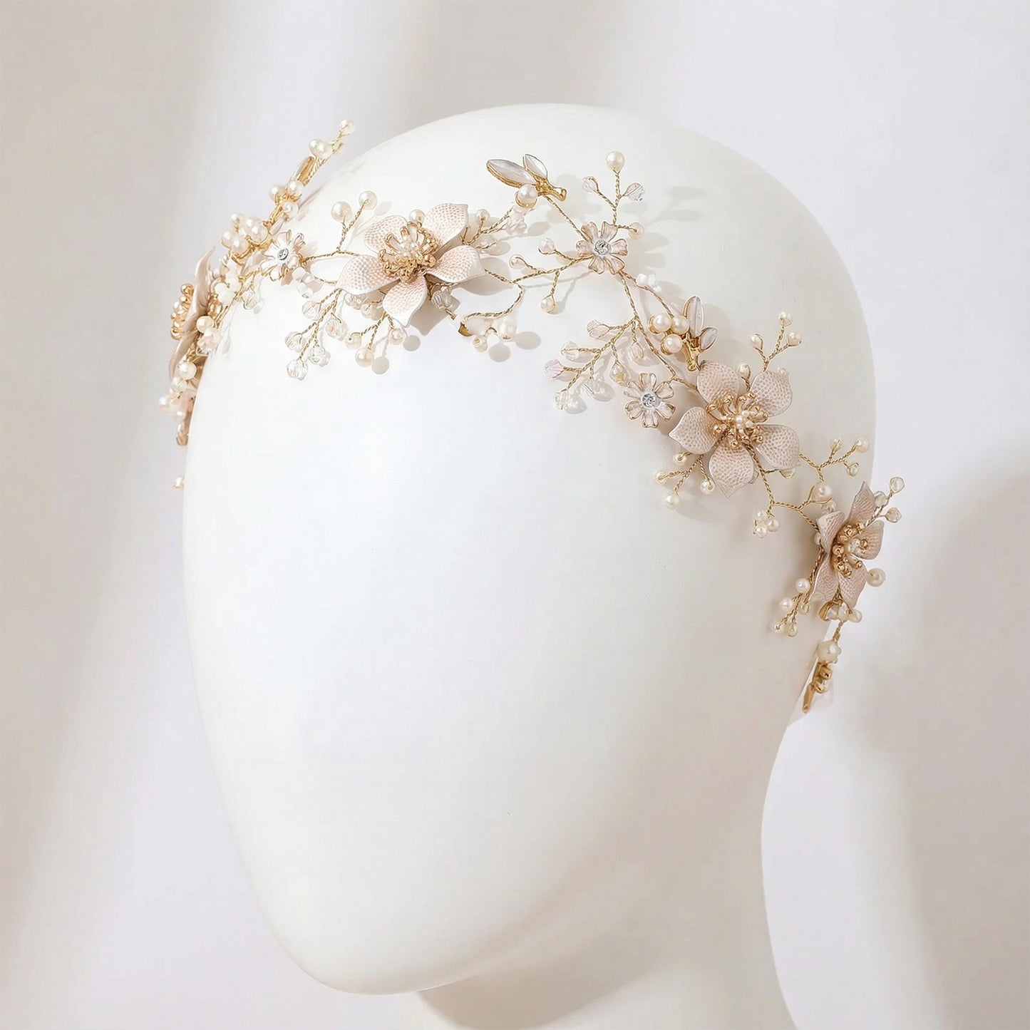 Bridella BHP357-G Gold Pearl & Alloy Headband