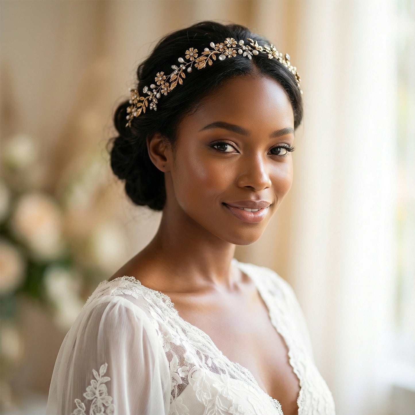 Bridella BHP355 Gold Rhinestone & Pearl Tiara