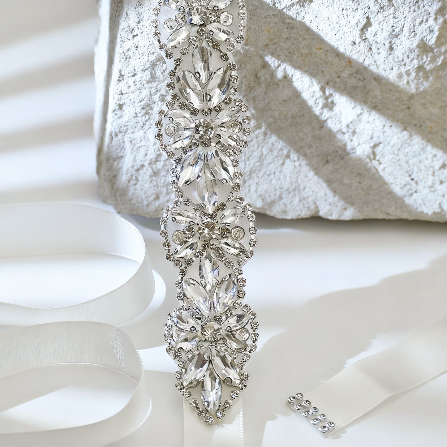 Ivory Rhinestone Belt -Bridella BS21