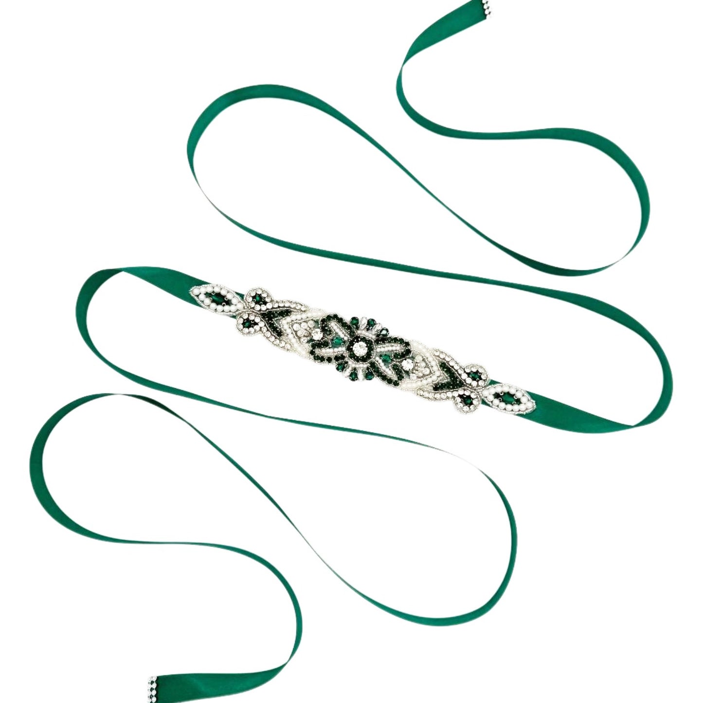 Emerald Rhinestone Pearl Bridal Belt Bridella BS208KL