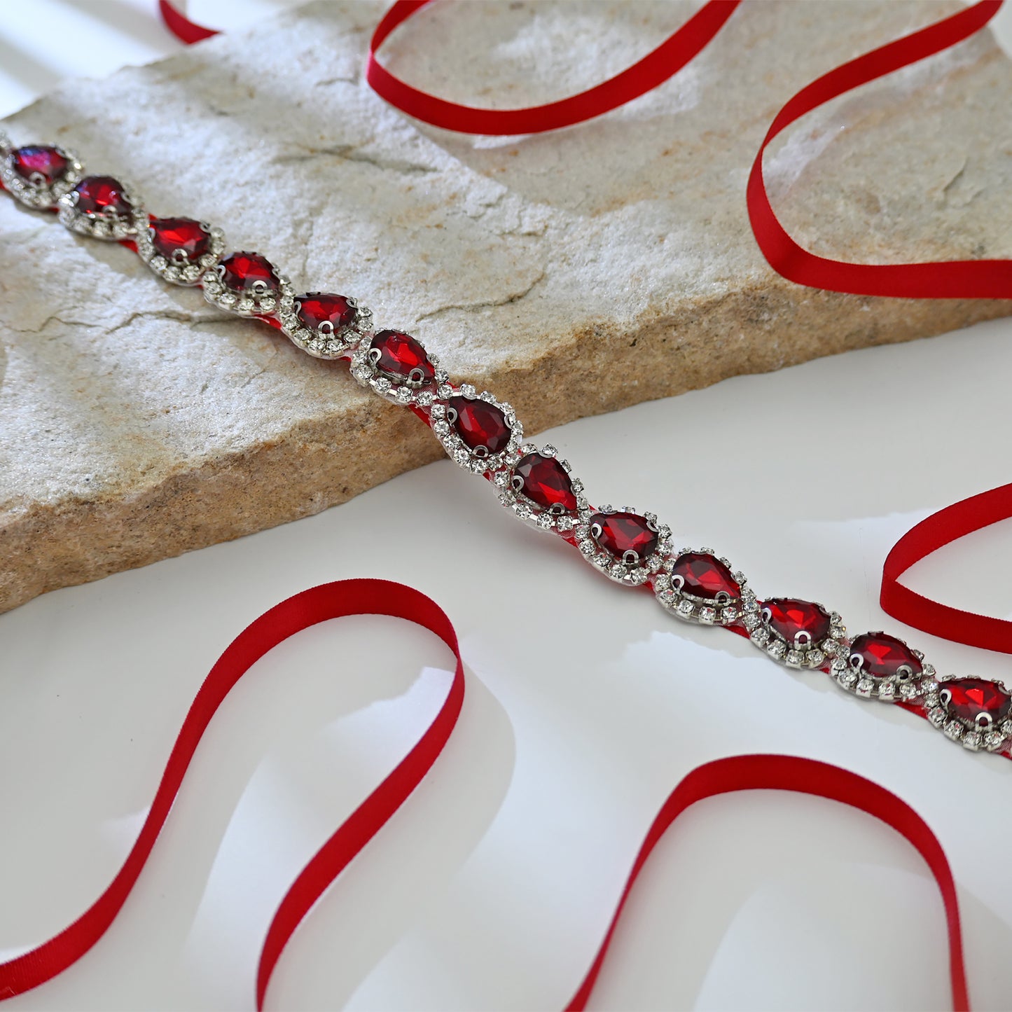 Bridella BS190R-Wine Red Wine Rhinestone Belt