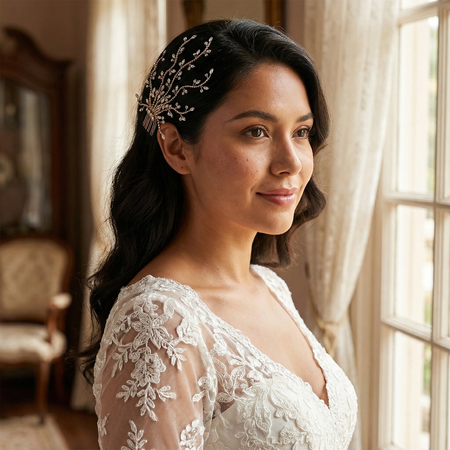 Bridella BHP481-G Gold Rhinestone Tiara