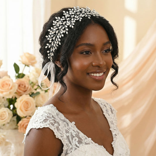 Silver Rhinestone Bridal Headband for Wedding - Bridella BHP237-S