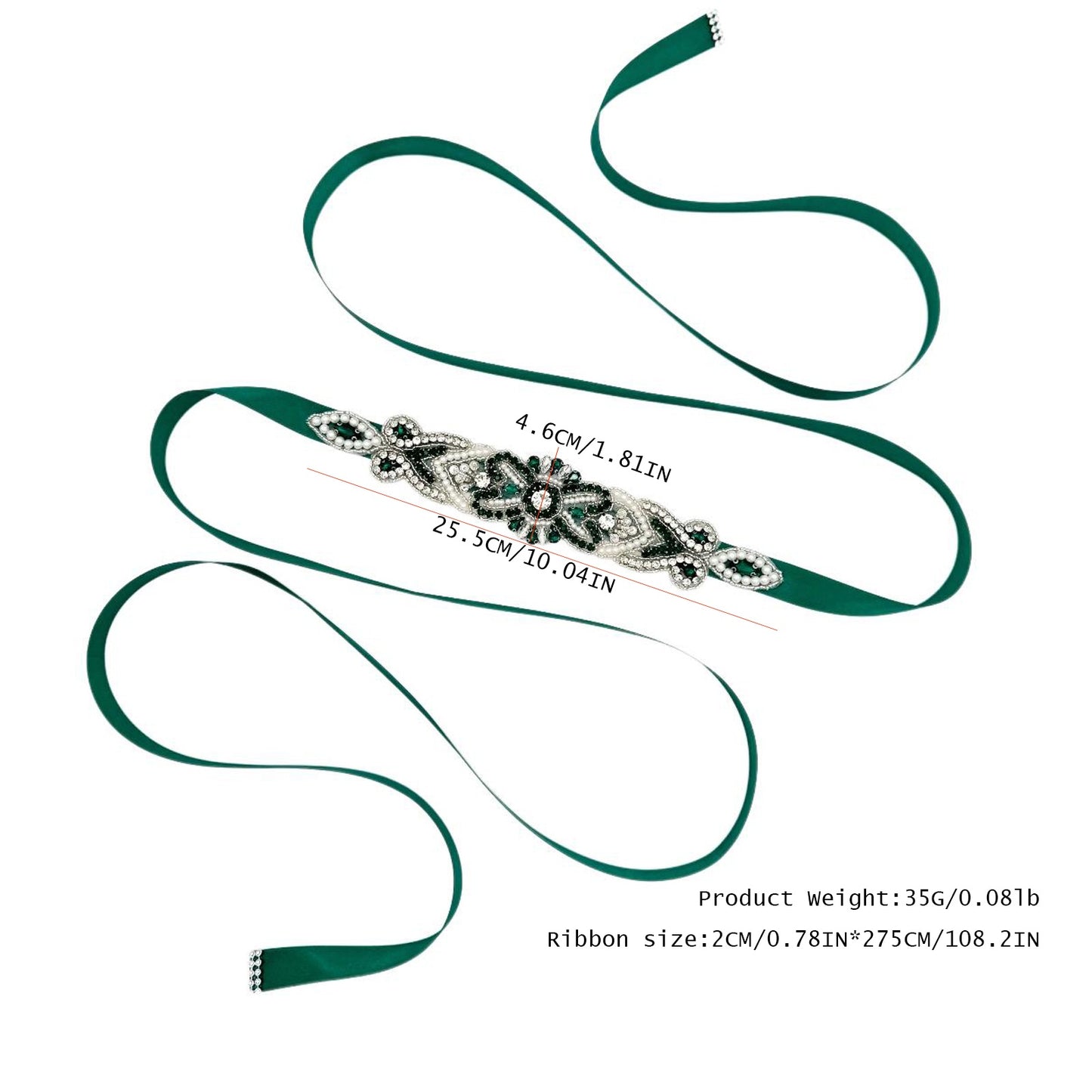 BS208KL emerald rhinestone pearl belt