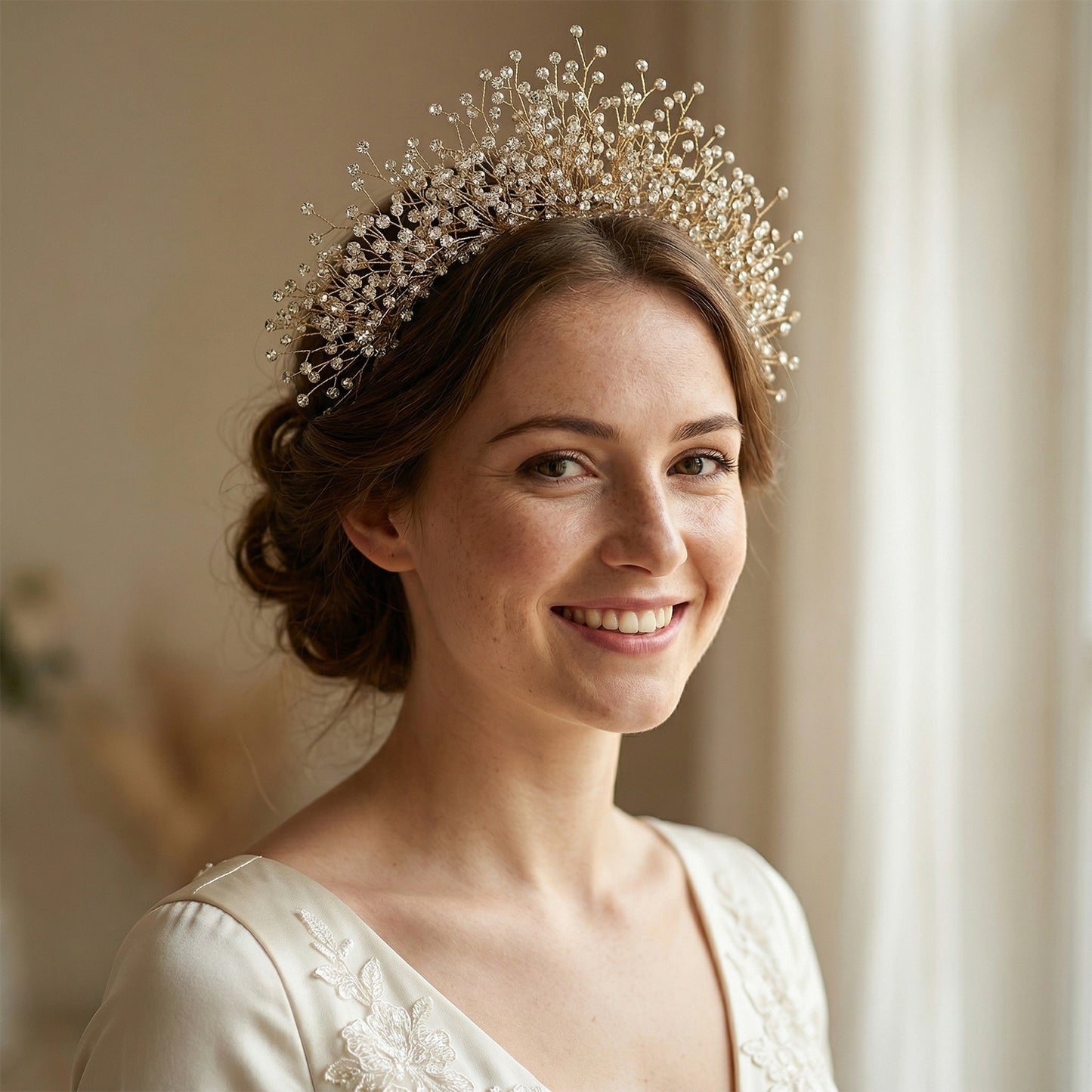 Bridella BHP193-G Gold Rhinestone Crown