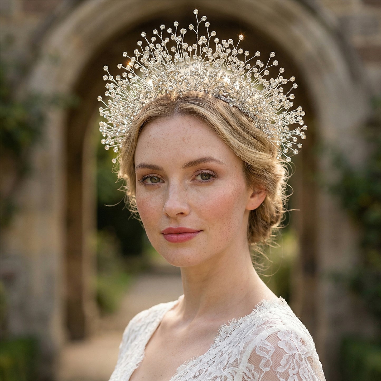 Sliver Rhinestone Bridal Tiara Crown - Bridella BHP193-S